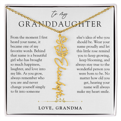 Granddaughter Birth Flower Custom Name Necklace | A Name So Precious