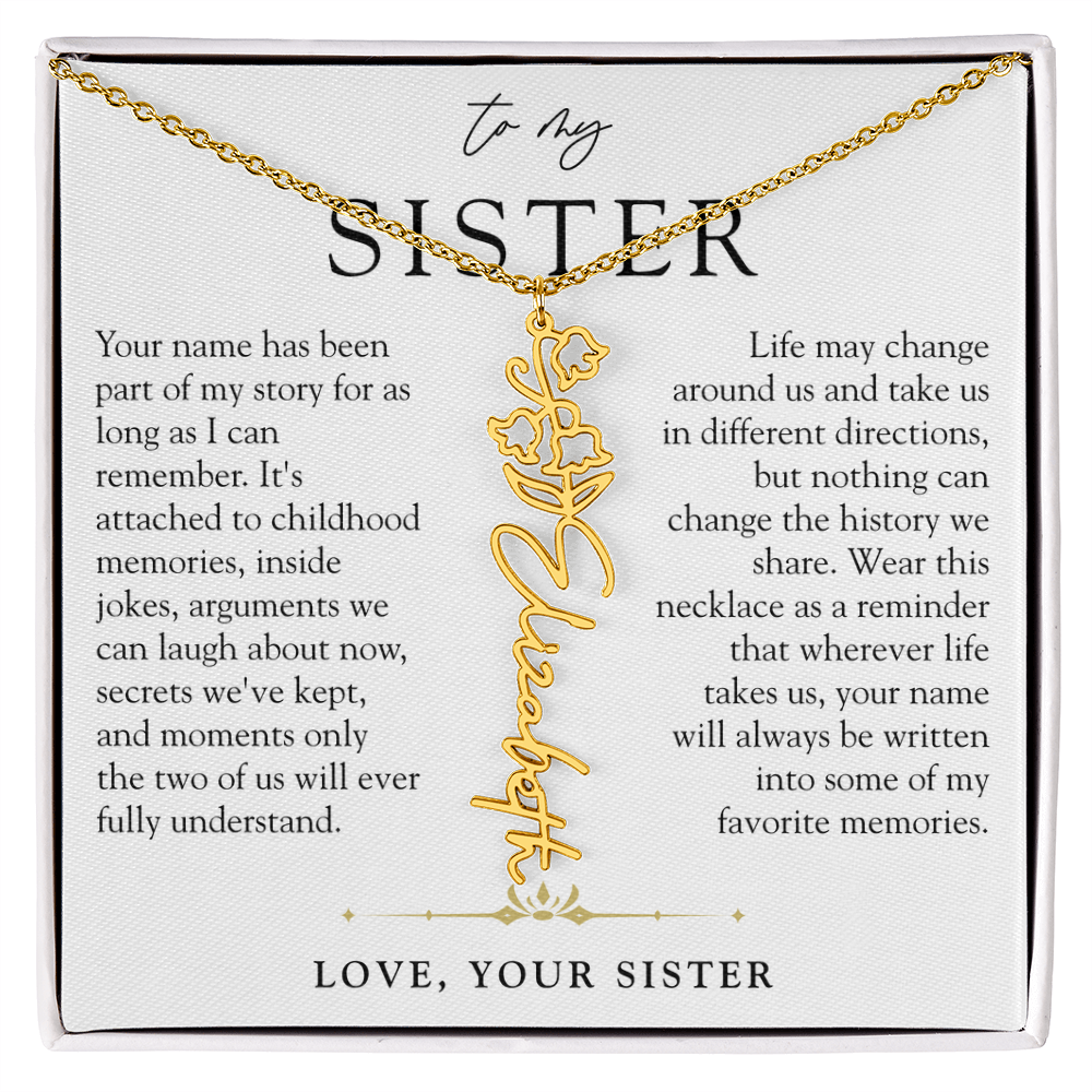 Sister Birth Flower Custom Name Necklace | Your Name is Part of My Story