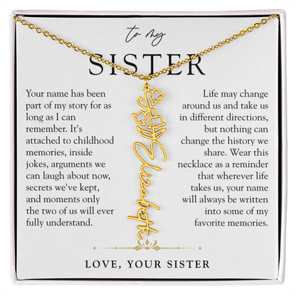 Sister Birth Flower Custom Name Necklace | Your Name is Part of My Story