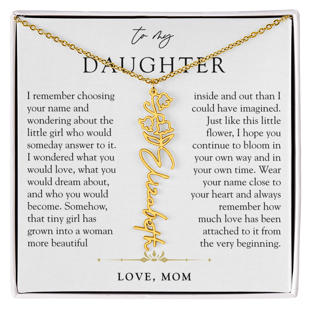 Daughter Birth Flower Custom Name Necklace | Watching You Bloom