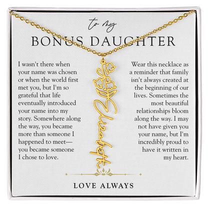 Bonus Daughter Birth Flower Custom Name Necklace | Chosen By Heart