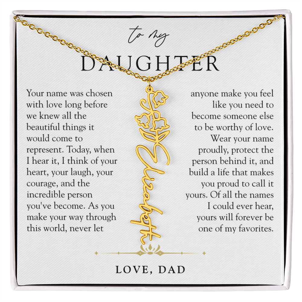 Daughter Birth Flower Custom Name Necklace | Wear Your Name Proudly