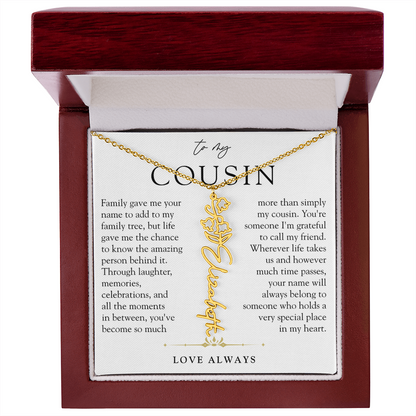 Cousin Birth Flower Custom Name Necklace | More than Family