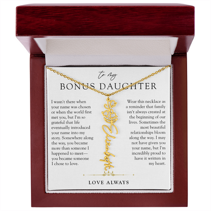 Bonus Daughter Birth Flower Custom Name Necklace | Chosen By Heart