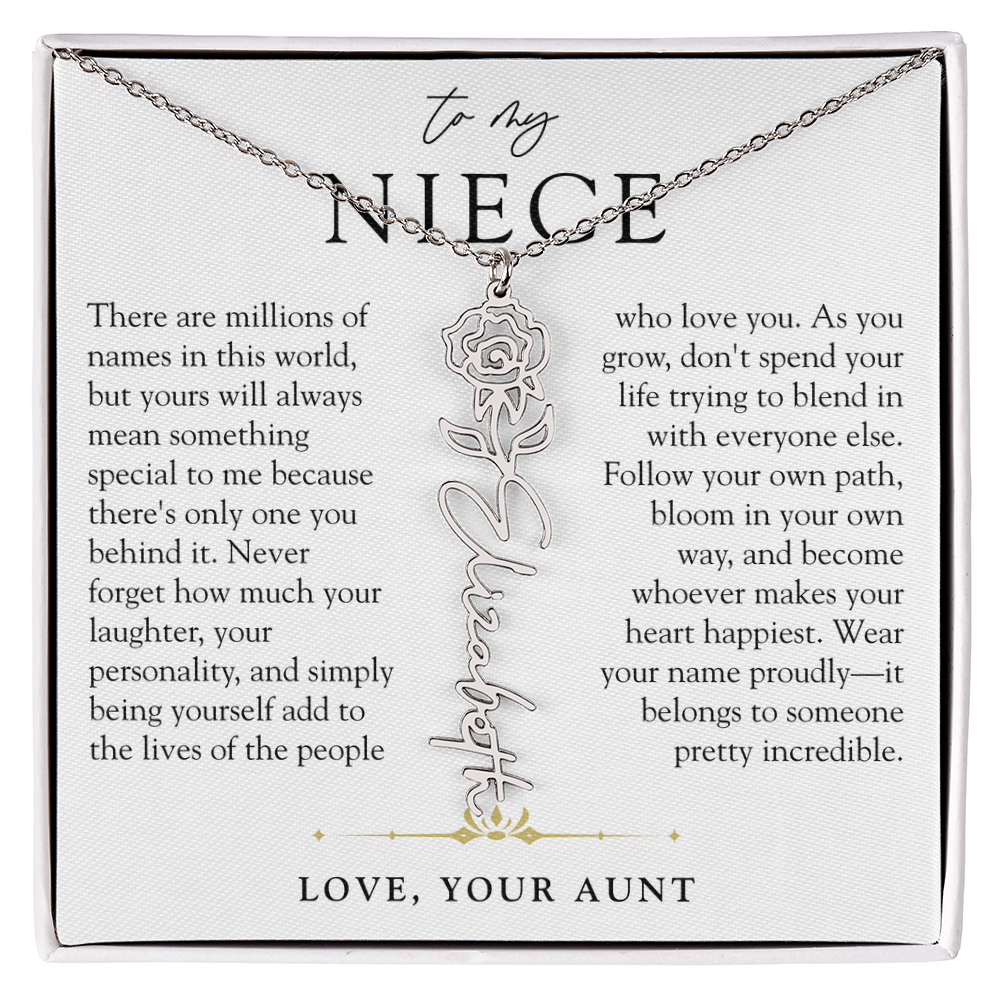 Niece Birth Flower Custom Name Necklace | There's Only One You
