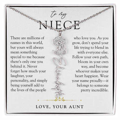 Niece Birth Flower Custom Name Necklace | There's Only One You