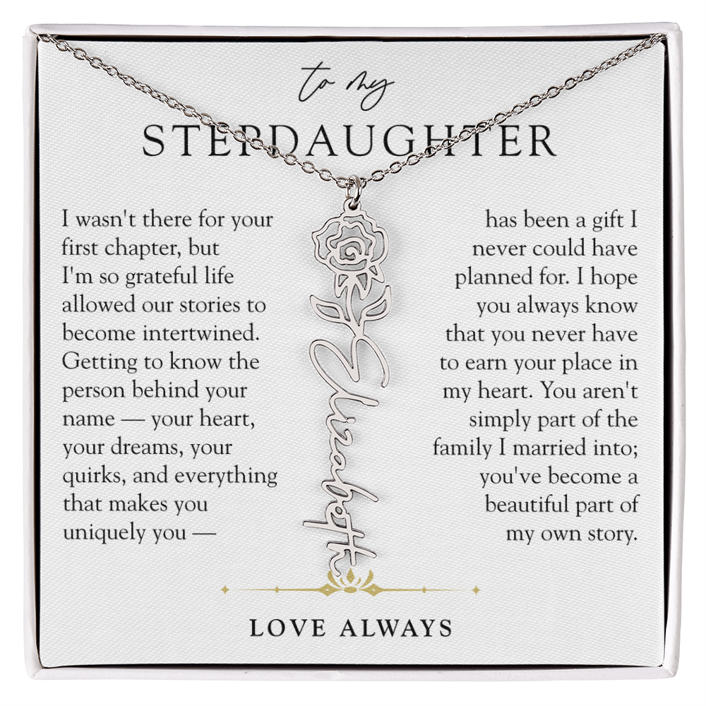 Step Daughter Birth Flower Custom Name Necklace | A Beautiful Part Of My Story