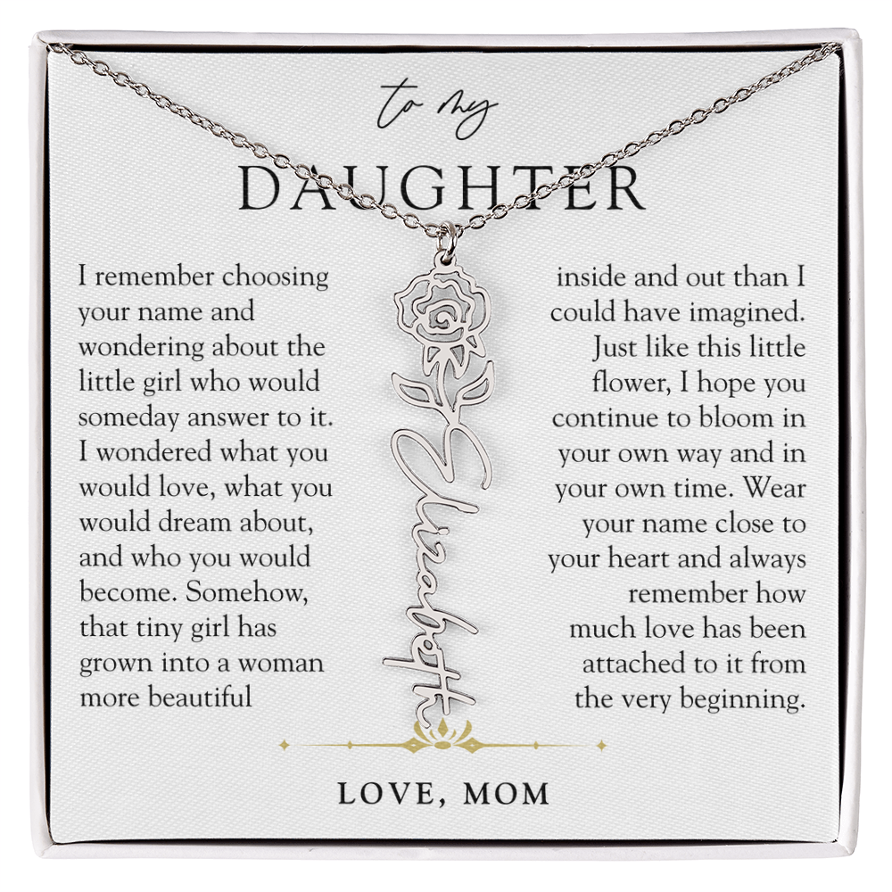 Daughter Birth Flower Custom Name Necklace | Watching You Bloom