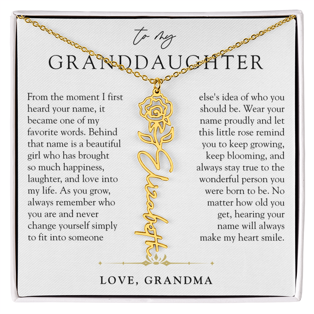 Granddaughter Birth Flower Custom Name Necklace | A Name So Precious