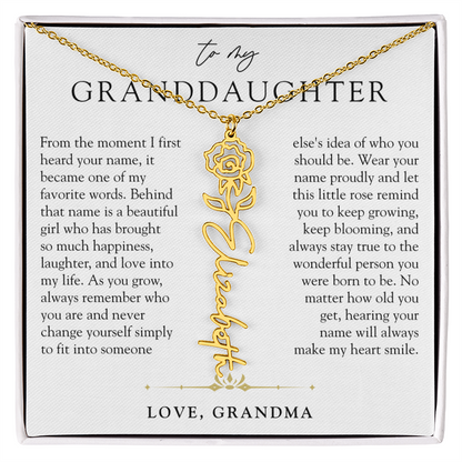 Granddaughter Birth Flower Custom Name Necklace | A Name So Precious