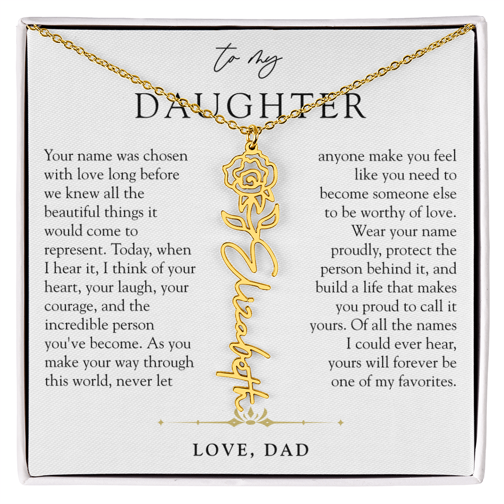 Daughter Birth Flower Custom Name Necklace | Wear Your Name Proudly