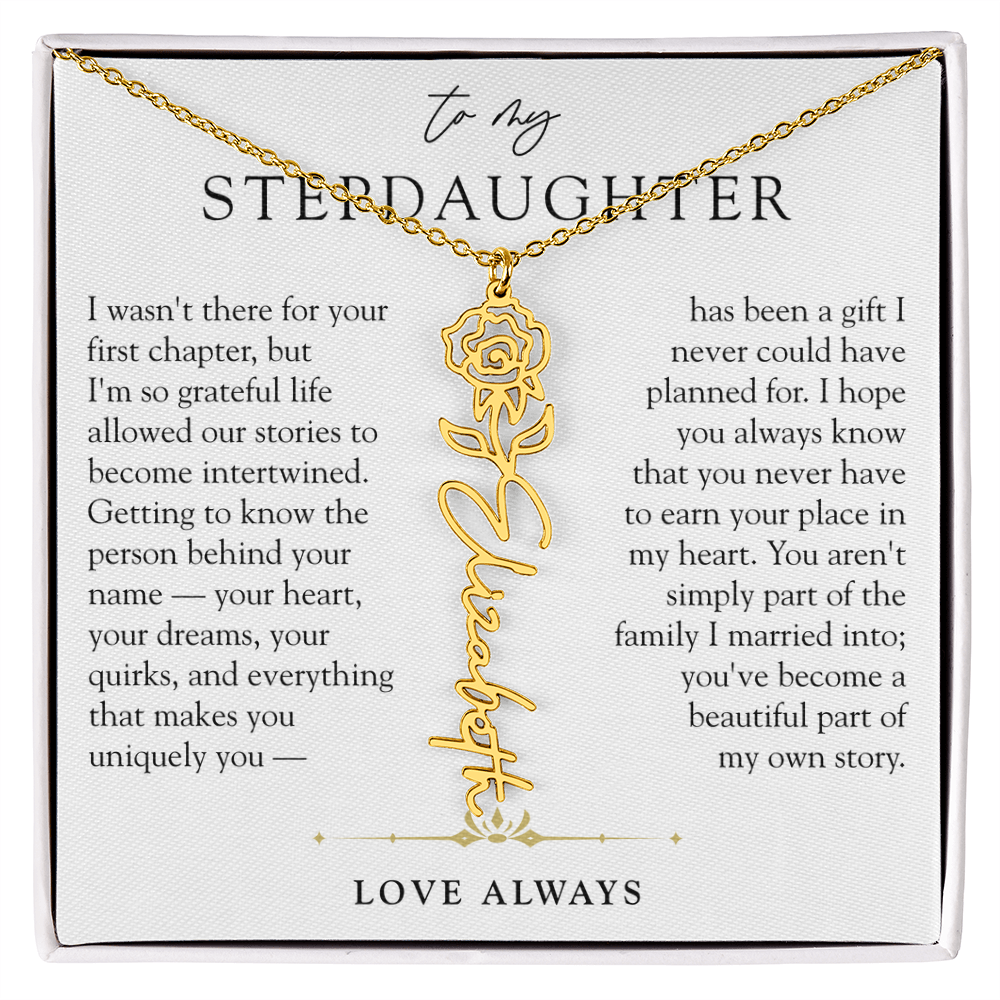 Step Daughter Birth Flower Custom Name Necklace | A Beautiful Part Of My Story