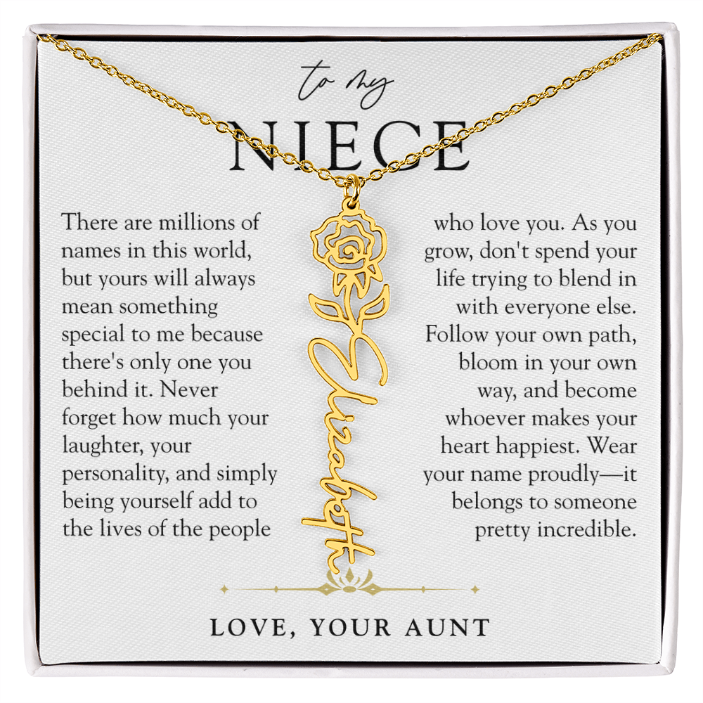 Niece Birth Flower Custom Name Necklace | There's Only One You