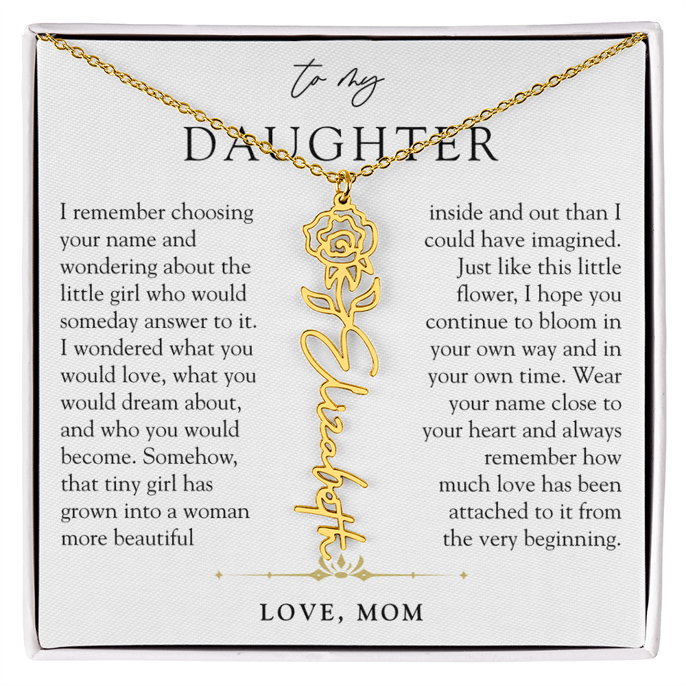 Daughter Birth Flower Custom Name Necklace | Watching You Bloom