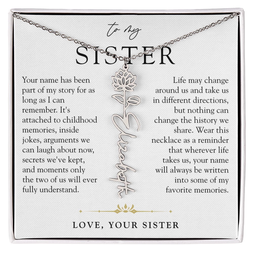 Sister Birth Flower Custom Name Necklace | Your Name is Part of My Story