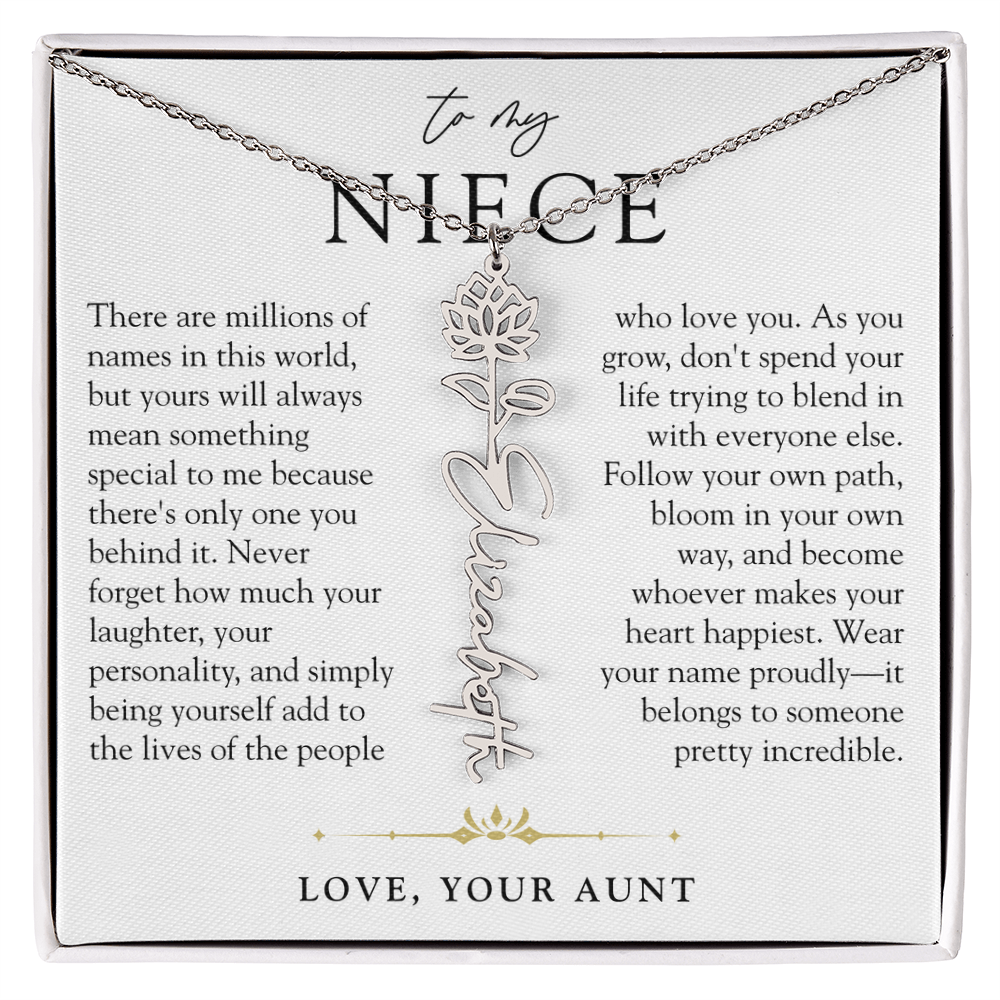 Niece Birth Flower Custom Name Necklace | There's Only One You