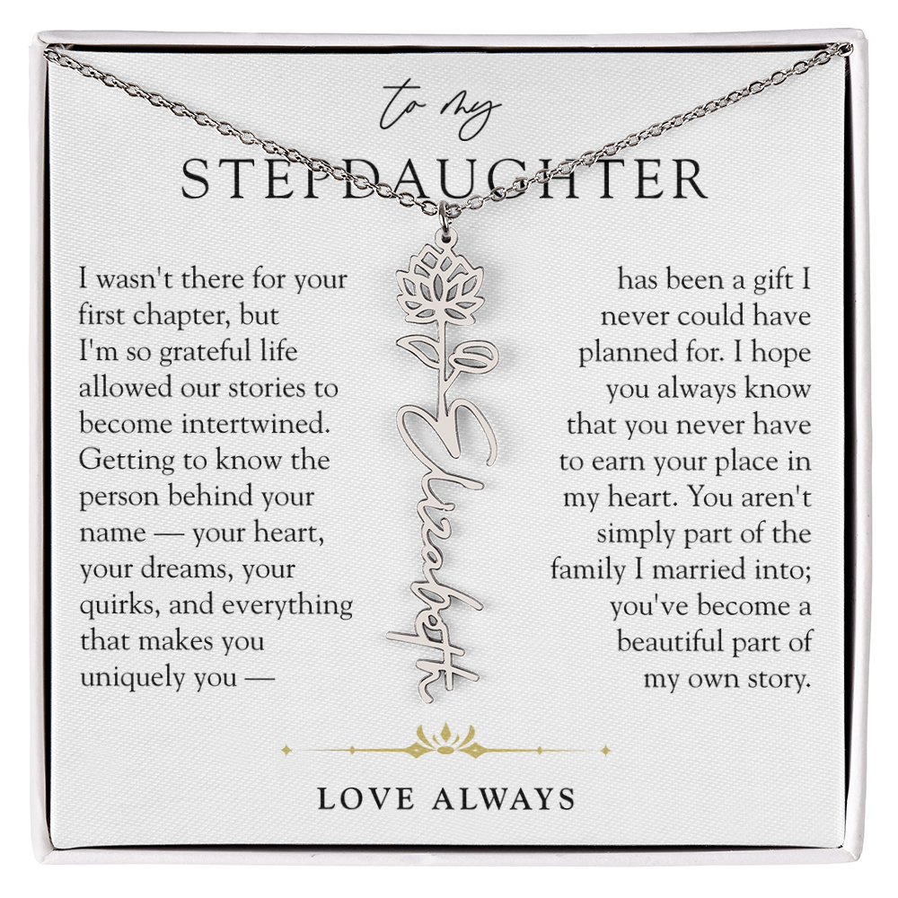 Step Daughter Birth Flower Custom Name Necklace | A Beautiful Part Of My Story