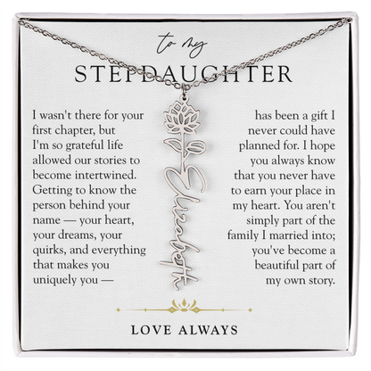 Step Daughter Birth Flower Custom Name Necklace | A Beautiful Part Of My Story