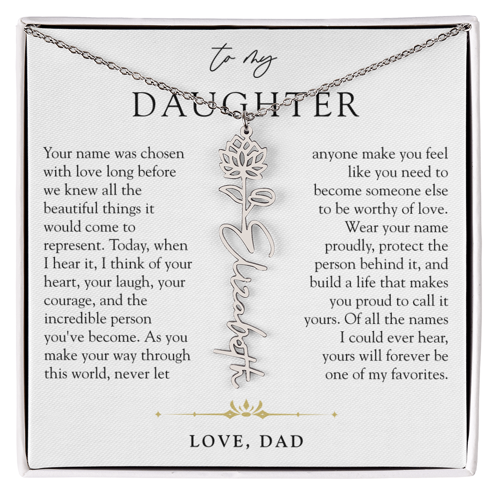 Daughter Birth Flower Custom Name Necklace | Wear Your Name Proudly
