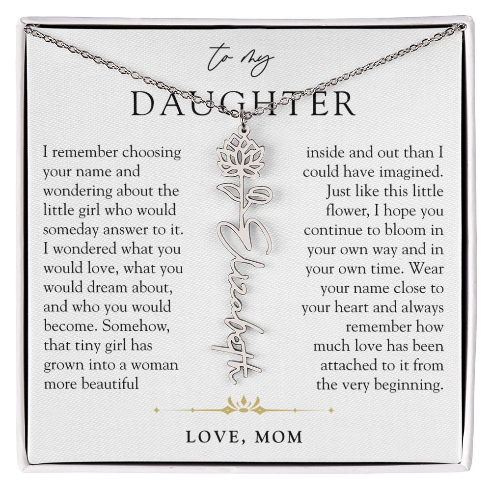 Daughter Birth Flower Custom Name Necklace | Watching You Bloom
