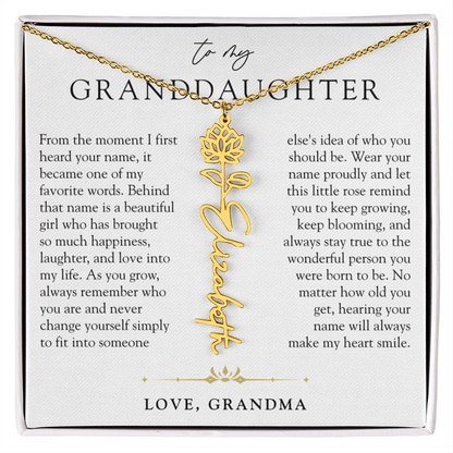 Granddaughter Birth Flower Custom Name Necklace | A Name So Precious