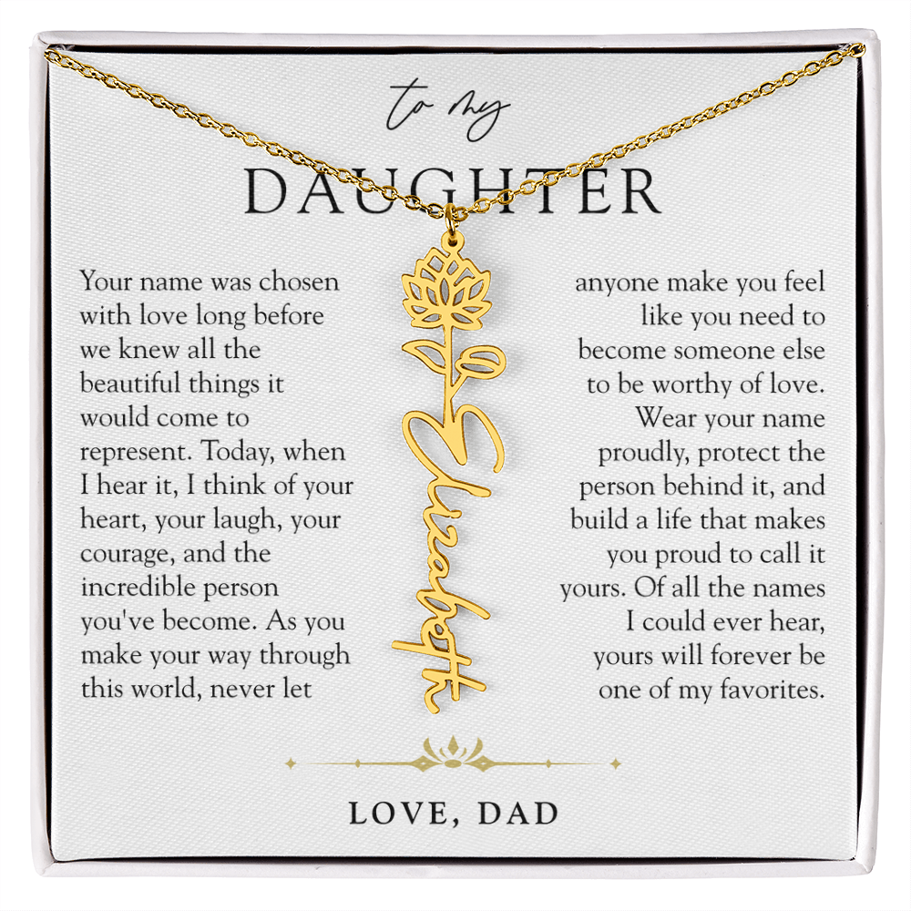 Daughter Birth Flower Custom Name Necklace | Wear Your Name Proudly