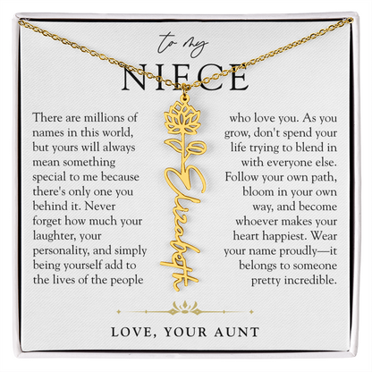 Niece Birth Flower Custom Name Necklace | There's Only One You