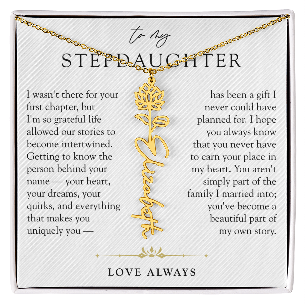 Step Daughter Birth Flower Custom Name Necklace | A Beautiful Part Of My Story