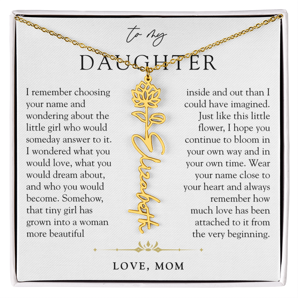 Daughter Birth Flower Custom Name Necklace | Watching You Bloom