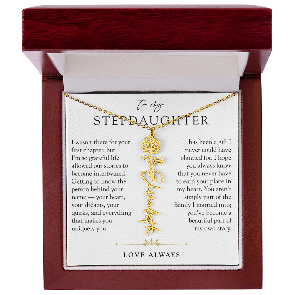 Step Daughter Birth Flower Custom Name Necklace | A Beautiful Part Of My Story