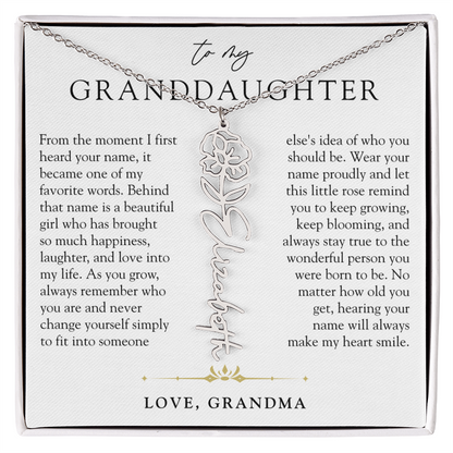 Granddaughter Birth Flower Custom Name Necklace | A Name So Precious