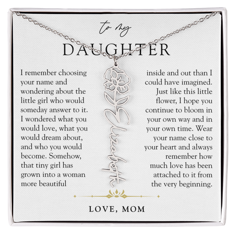 Daughter Birth Flower Custom Name Necklace | Watching You Bloom