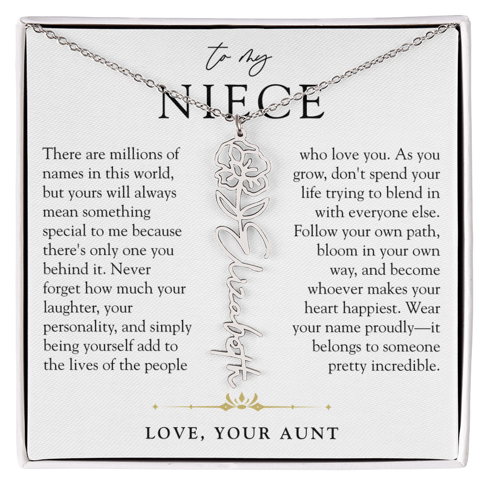 Niece Birth Flower Custom Name Necklace | There's Only One You