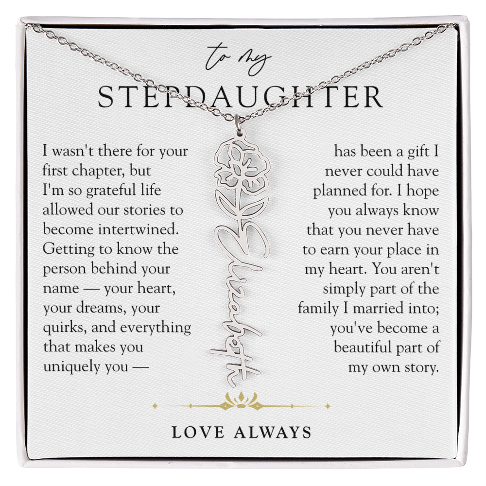 Step Daughter Birth Flower Custom Name Necklace | A Beautiful Part Of My Story