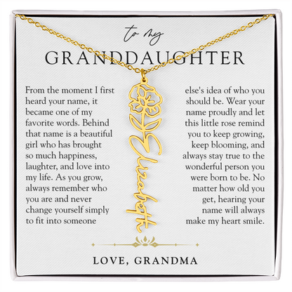 Granddaughter Birth Flower Custom Name Necklace | A Name So Precious