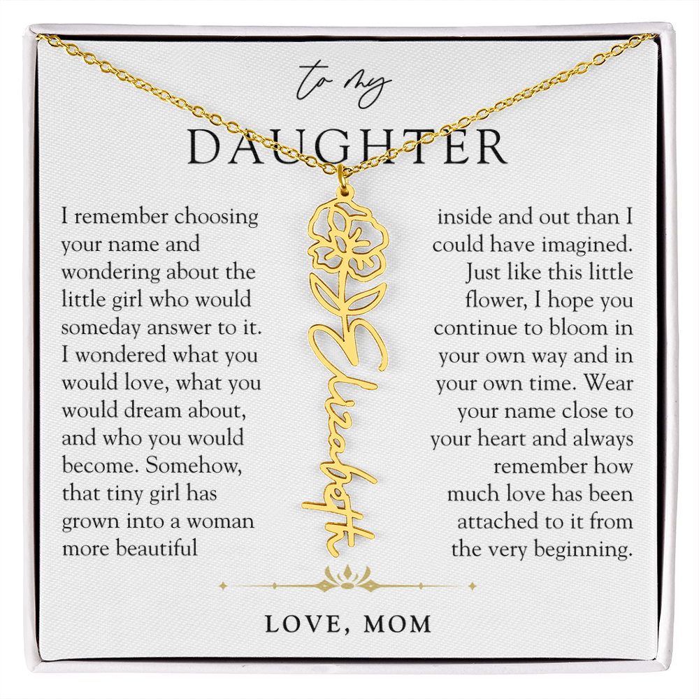 Daughter Birth Flower Custom Name Necklace | Watching You Bloom