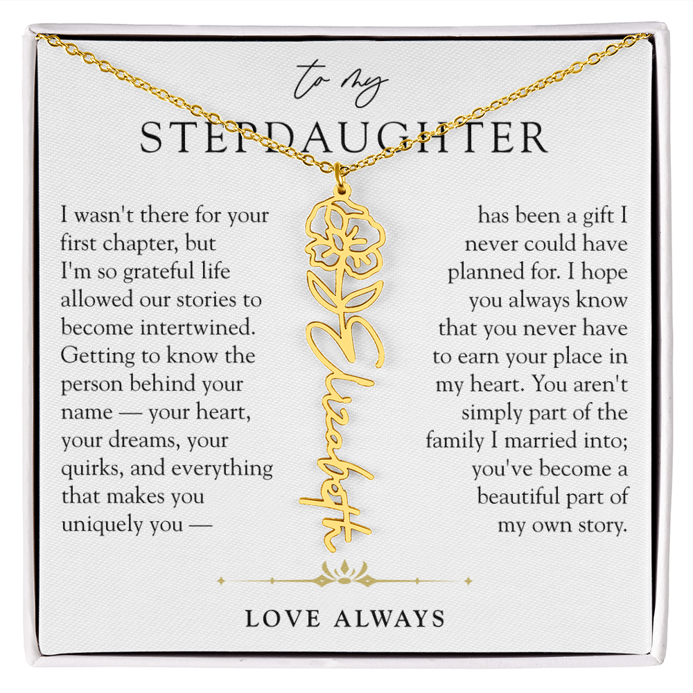 Step Daughter Birth Flower Custom Name Necklace | A Beautiful Part Of My Story