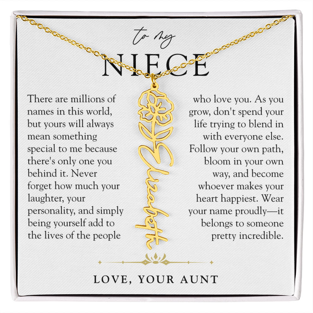 Niece Birth Flower Custom Name Necklace | There's Only One You