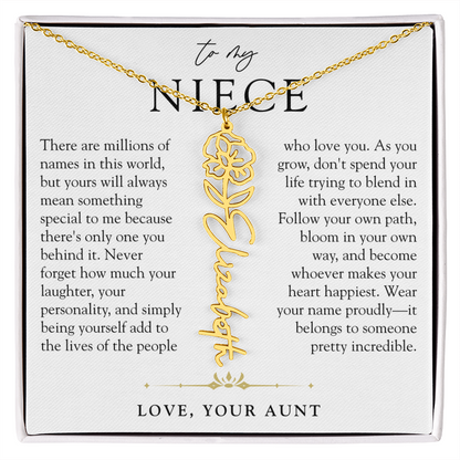 Niece Birth Flower Custom Name Necklace | There's Only One You