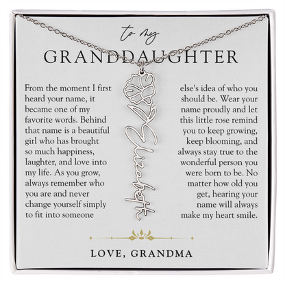 Granddaughter Birth Flower Custom Name Necklace | A Name So Precious