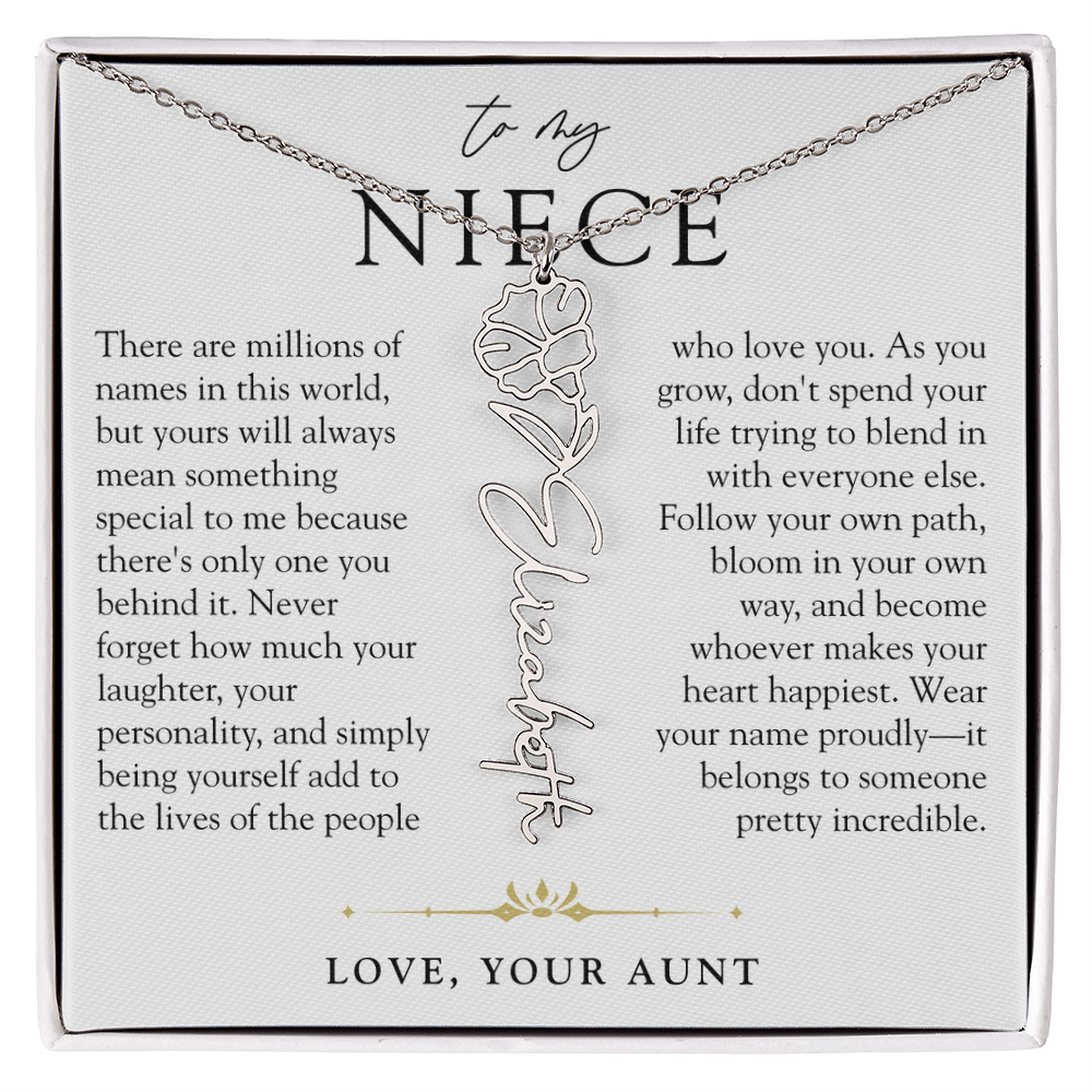 Niece Birth Flower Custom Name Necklace | There's Only One You