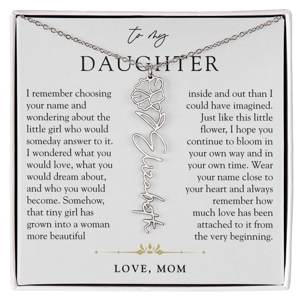 Daughter Birth Flower Custom Name Necklace | Watching You Bloom