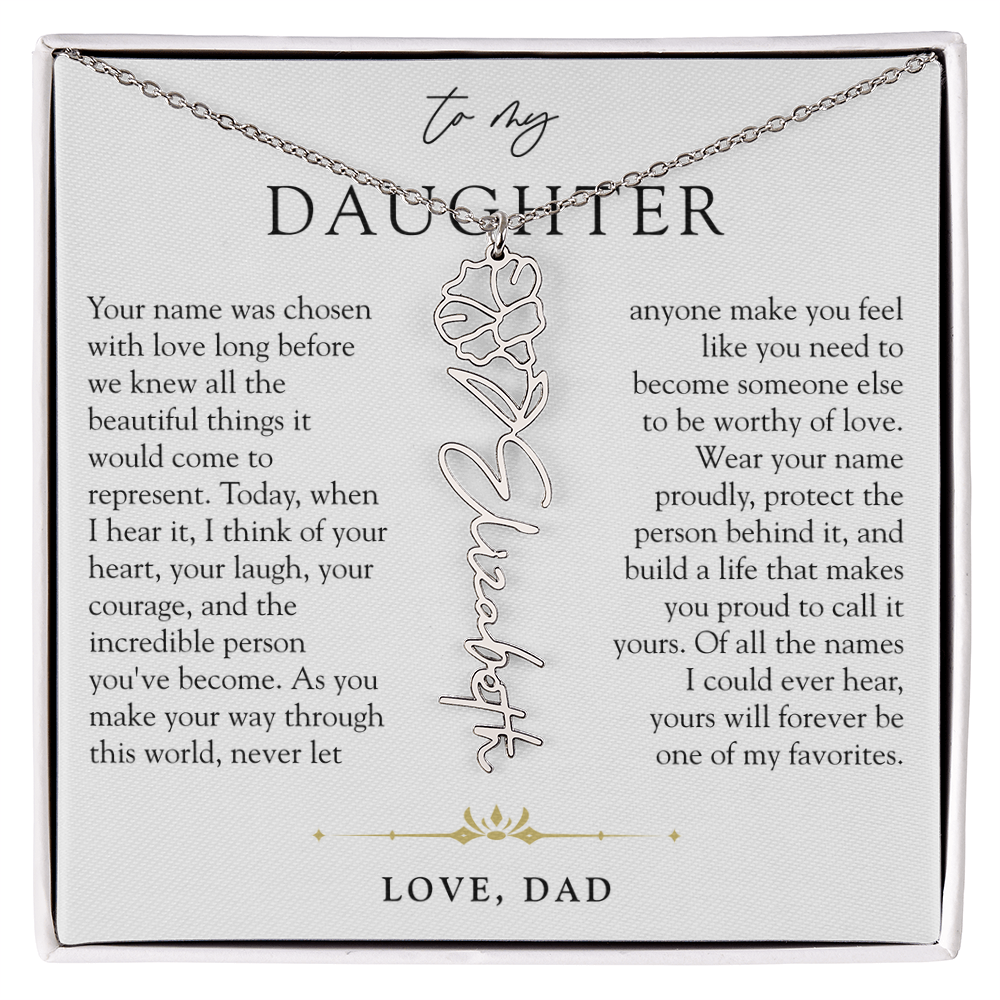 Daughter Birth Flower Custom Name Necklace | Wear Your Name Proudly