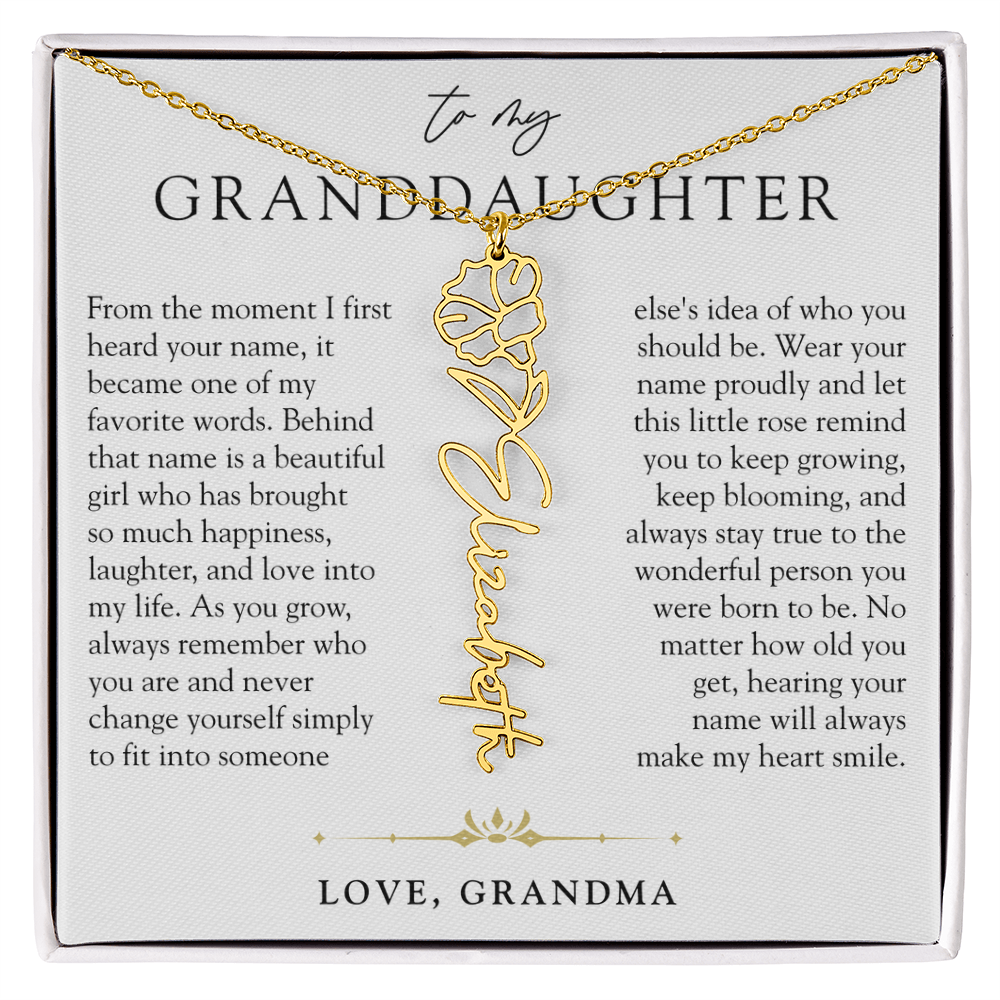 Granddaughter Birth Flower Custom Name Necklace | A Name So Precious