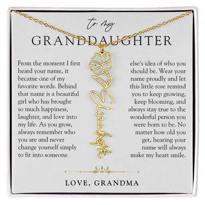 Granddaughter Birth Flower Custom Name Necklace | A Name So Precious