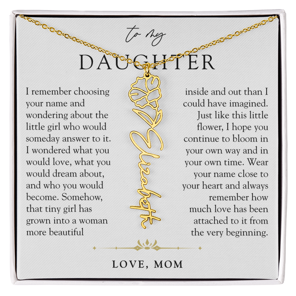 Daughter Birth Flower Custom Name Necklace | Watching You Bloom