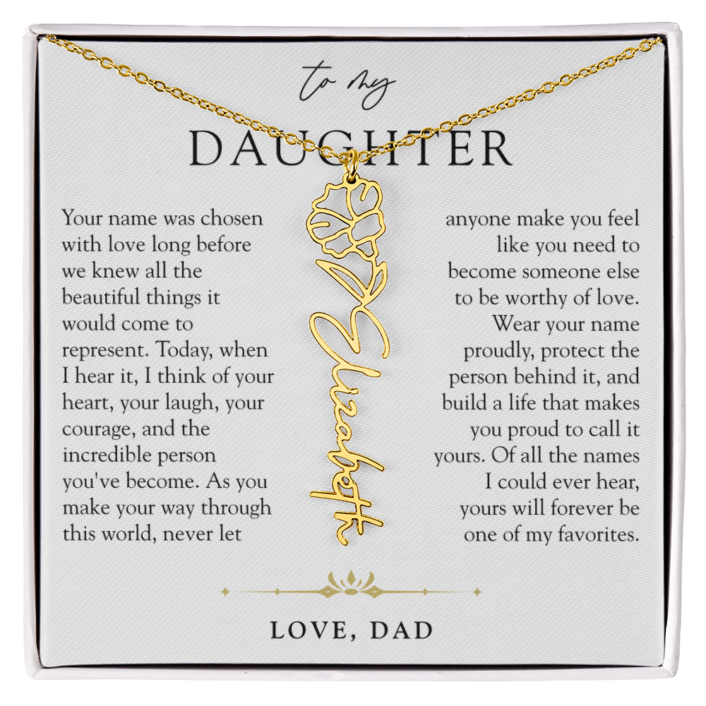 Daughter Birth Flower Custom Name Necklace | Wear Your Name Proudly