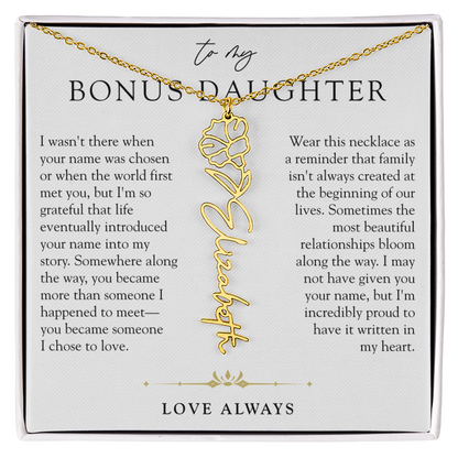 Bonus Daughter Birth Flower Custom Name Necklace | Chosen By Heart