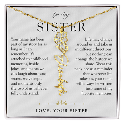 Sister Birth Flower Custom Name Necklace | Your Name is Part of My Story