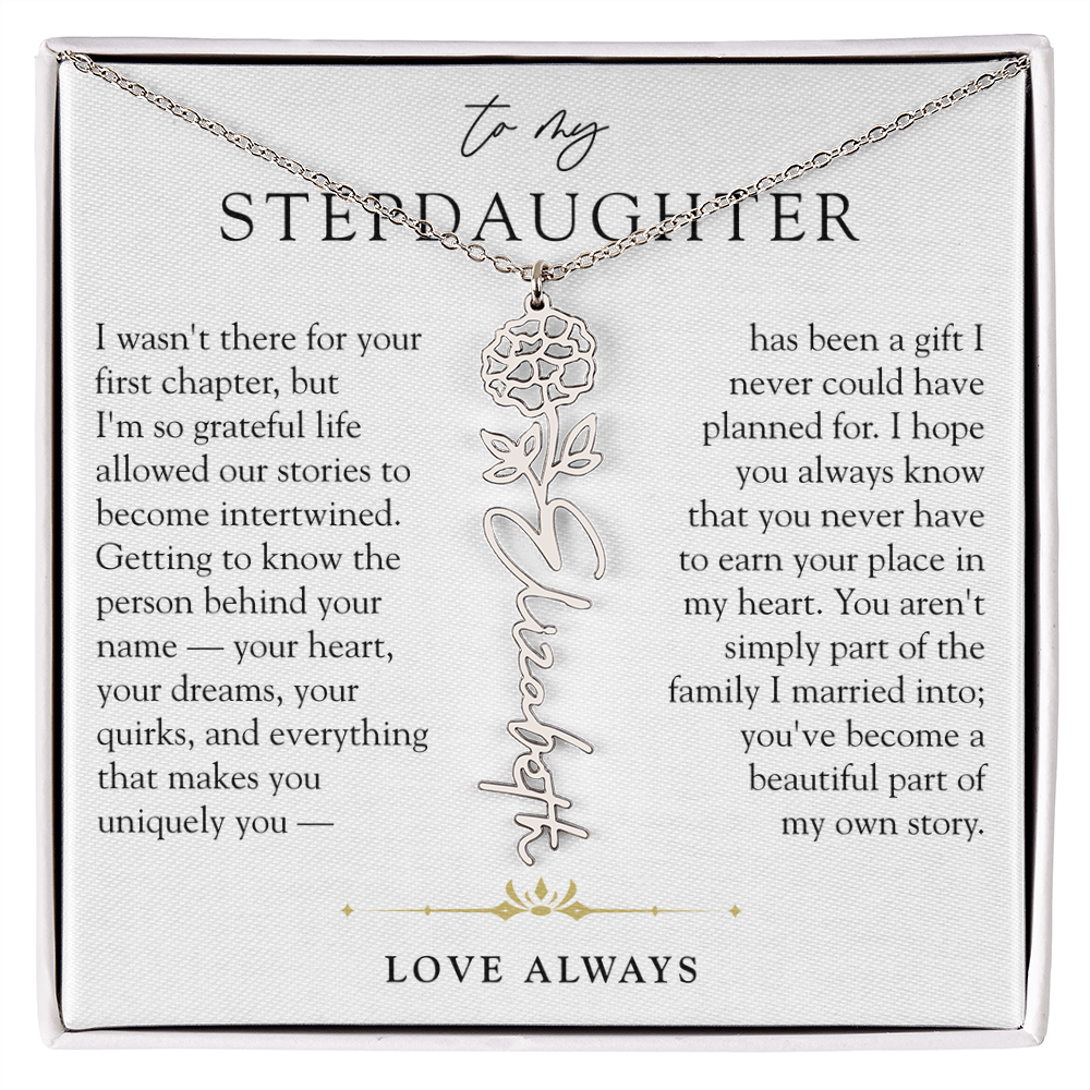 Step Daughter Birth Flower Custom Name Necklace | A Beautiful Part Of My Story